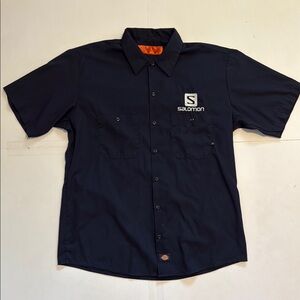 Dickies x Salomon Embroidered Men's Navy Short Sleeve Work Shirt Large
